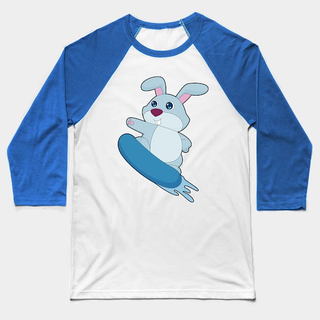 Rabbit Snowboard Winter sports Baseball T-Shirt by Markus Schnabel